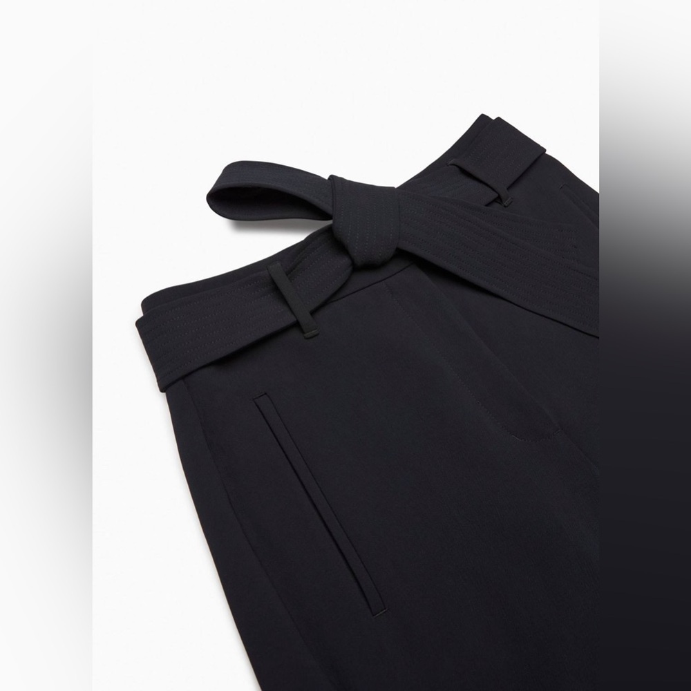 Aritzia Wilfred Tie-Front Pants in black Crepette - High-Waist Pants - Size 4 - Picture 3 of 12